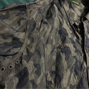 Orvis Blue Long Sleeve Camo Button Down - XL